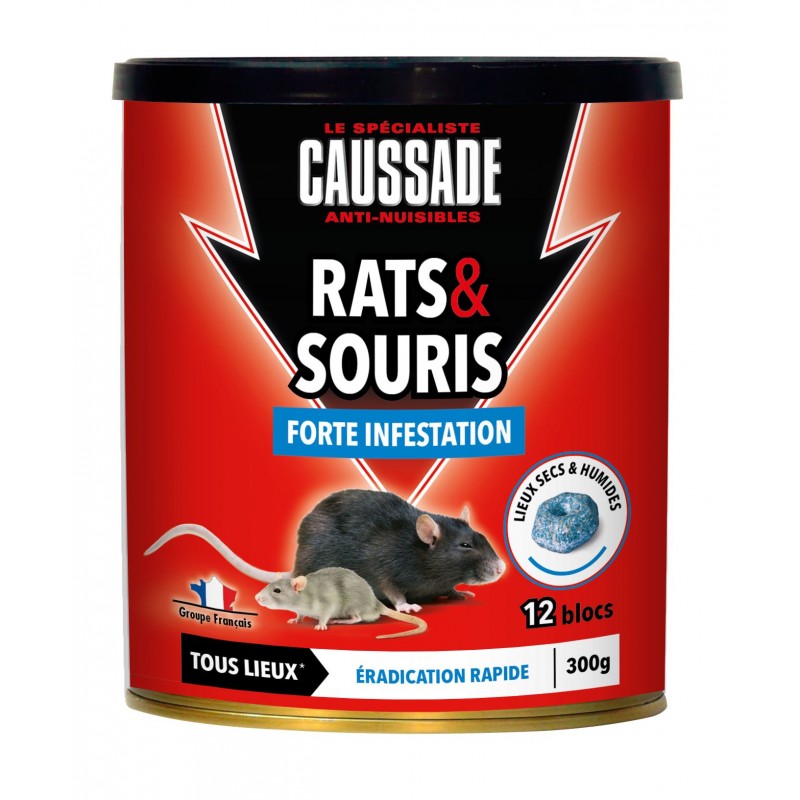 CAUSSADE Rats&souris forte infestation Blocs 12X25G TOUS LIEUX